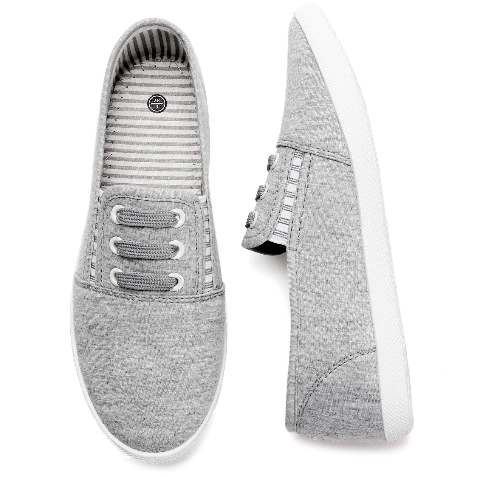 Kufeiti Women's Canvas Slip-On Sneakers - Comfortable Elastic Casual Shoes for Women in White & Black | Perfect for Walking, Travel & Everyday Wear