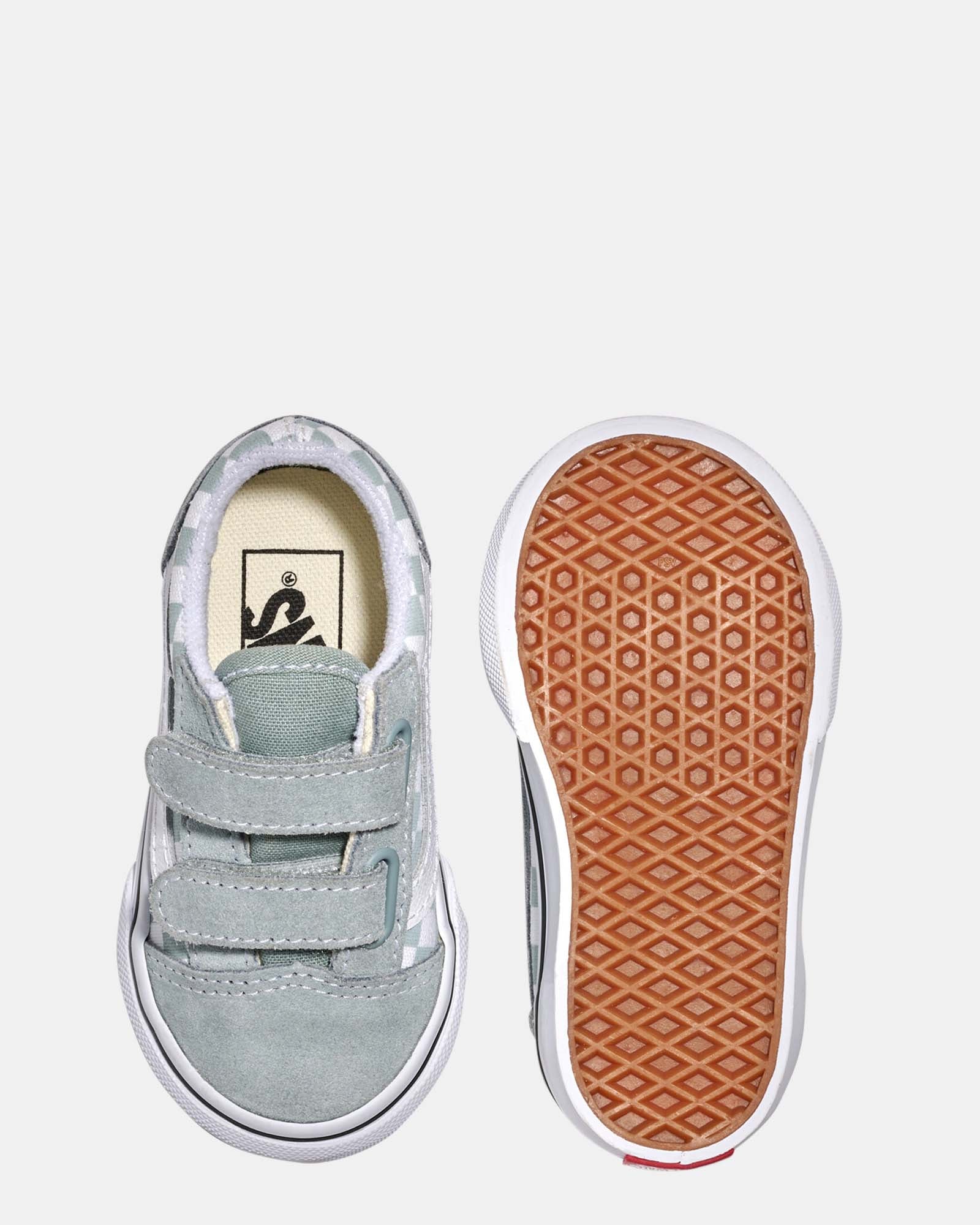 Vans Old Skool V Check Infant Sneakers - Pure Grey - Classic Skate Shoes for Toddlers & Babies - Perfect for Playdates, Daycare & Casual Outings