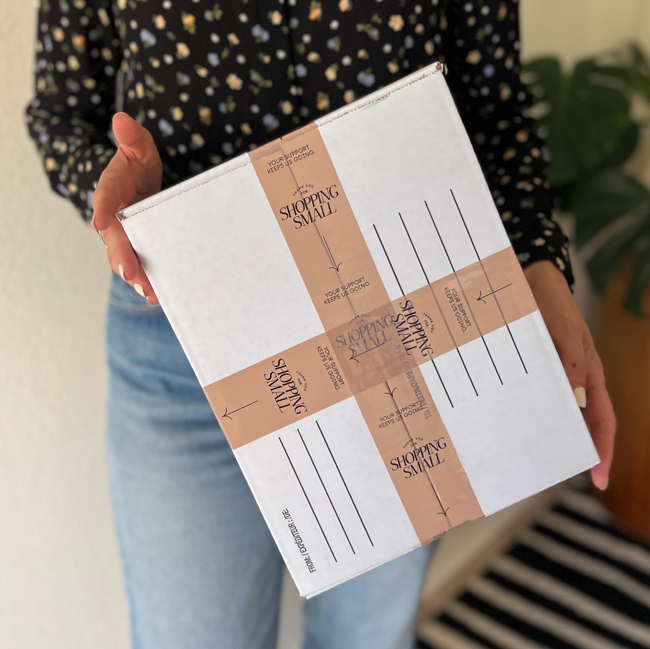 Thank You Packing Tape - Blush, Brown & Black Decorative Shipping Tape for Small Businesses | 1.88
