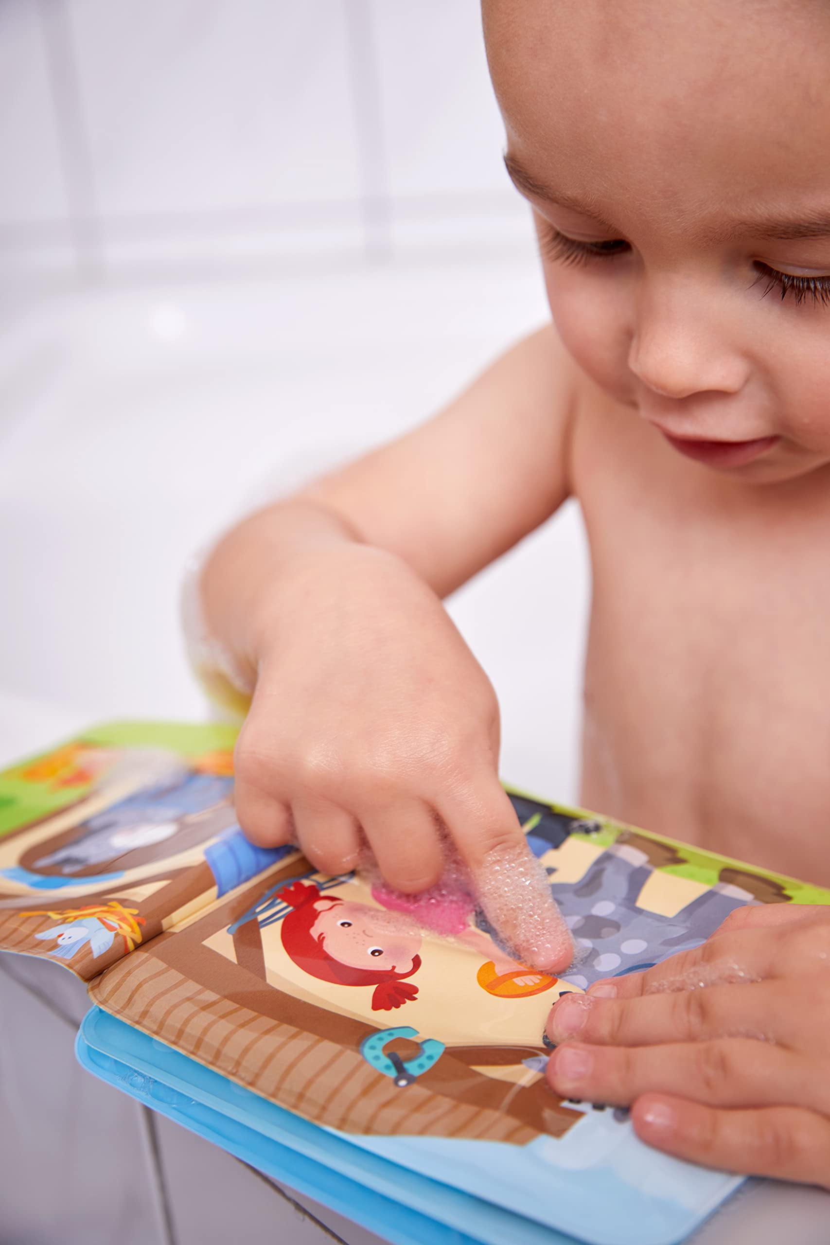 HABA Animal Wash Day Magic Bath Book for Kids - Waterproof & Reusable, Cleans with Warm Water - Fun Interactive Learning Toy for Bathtime Play & Early Childhood Development