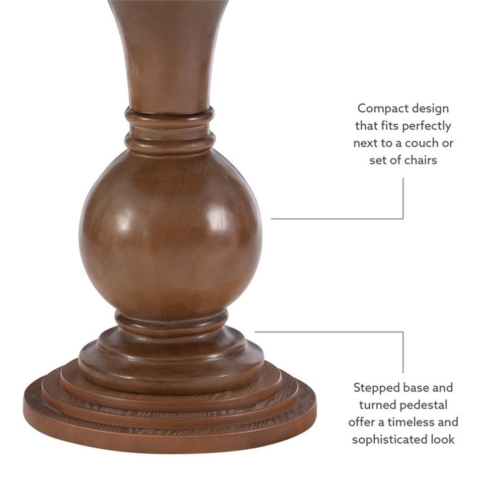 Powell Furniture Linon Aspen Round Wood Accent Table - Natural Finish Side Table for Living Room, Bedroom & Office Decor