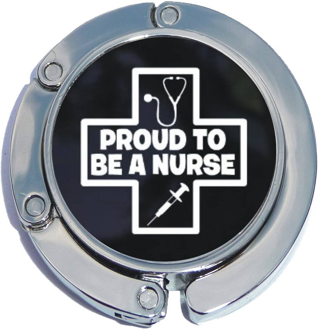 NewCharms Proud to Be A Nurse Foldable Purse Hanger - Cute Nurse Gift for Women, Portable Handbag Hook for Restaurants & Shopping