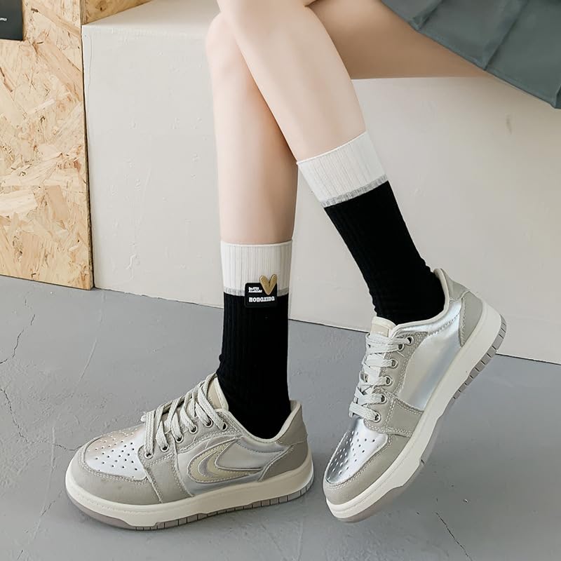 GRUTZ 4/6 Pairs Women's Colorful Jacquard Knit Socks - Cute Contrast Pattern Casual & Athletic Socks for Everyday Wear, Workout, and Fashion Outfits