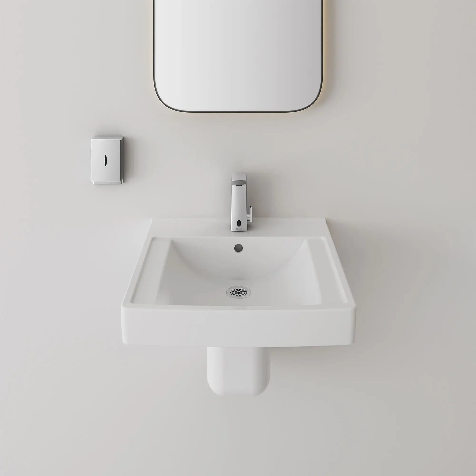 Decorum® 21 x 20.25 Inch (533 x 514 mm) Wall Mounted EverClean® Bathroom Sink with Center Hole - Perfect for Small Bathrooms, Powder Rooms & Vanities