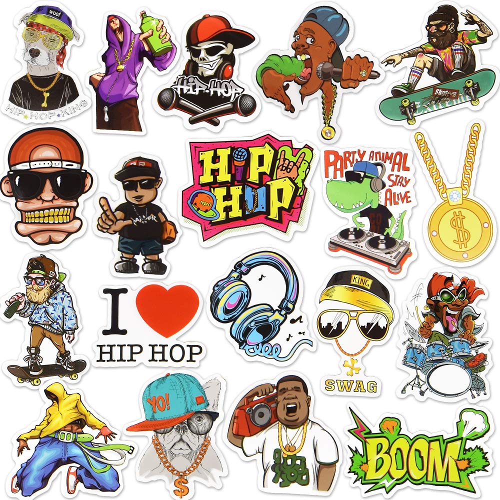 Hip Hop Stickers Pack - 50 Pcs Waterproof Vinyl Decals for Kindle, Laptop, Water Bottles, Scrapbooks - Cool Urban Stickers for Teens & Music Lovers - Perfect for DIY Crafts, School Supplies & Personalizing Accessories