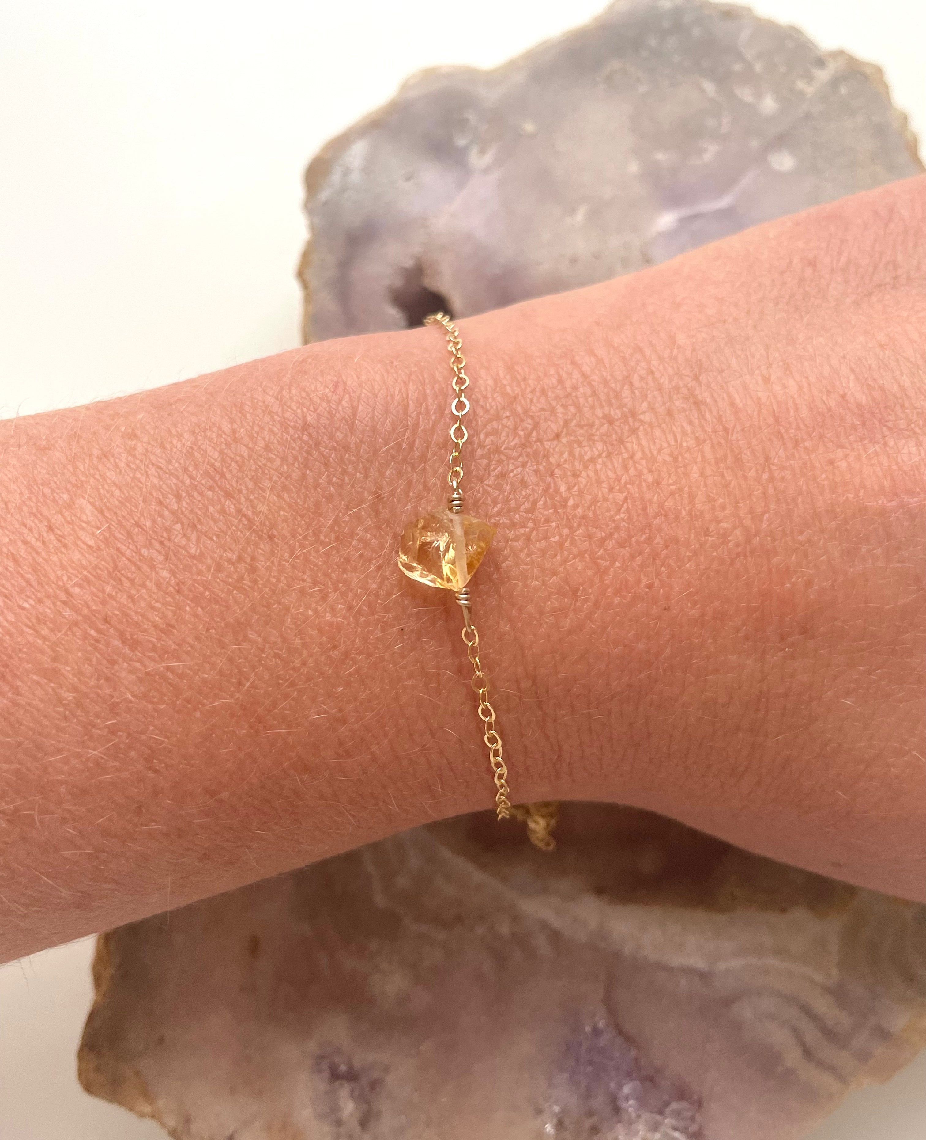 Natural Raw Citrine Gemstone Bracelet for Women - Healing Crystal Jewelry for Energy, Wealth & Positivity | Perfect for Meditation, Yoga & Spiritual Gifts