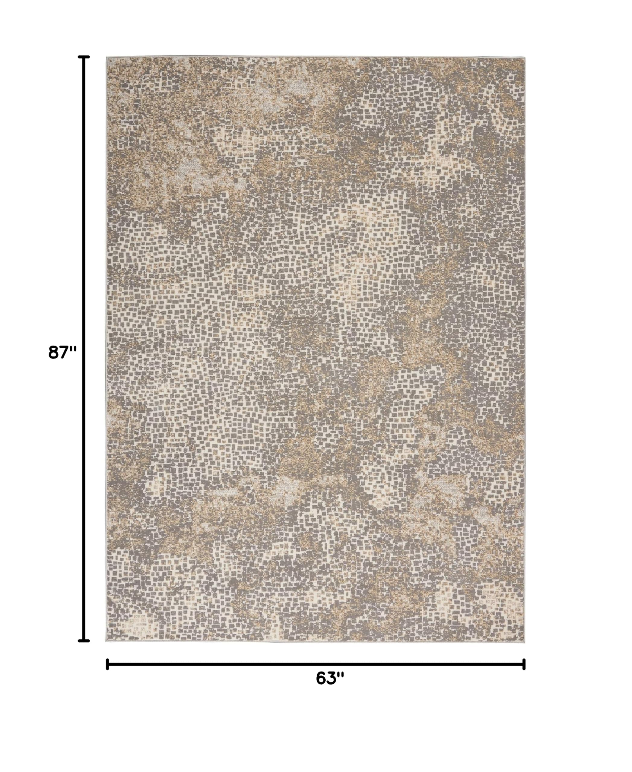 Michael Amini Nourison MA90 Uptown Abstract Grey Area Rug 5' x 7' (5'3