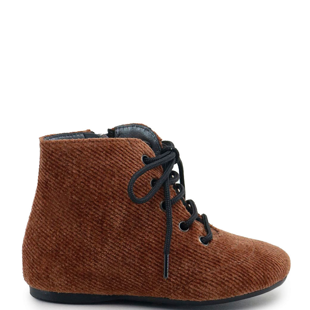 Stylish Women's Leather Corduroy Lace Up Ankle Boots - Fashionable Fall & Winter Booties for Casual Outings, Work & Date Nights