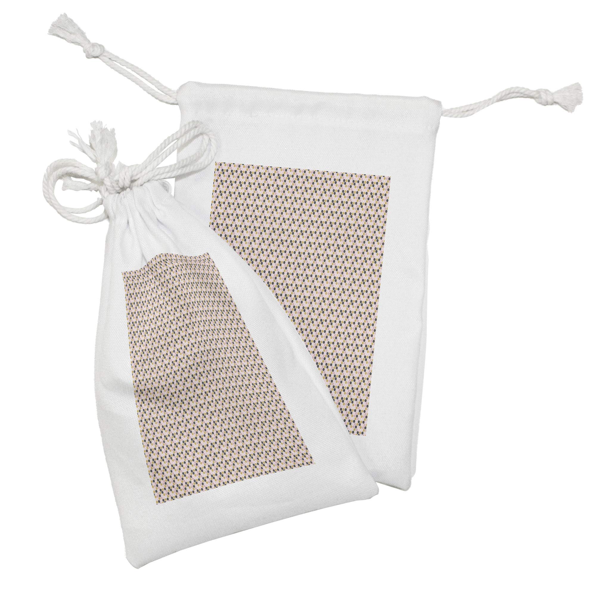 Ambesonne Honeycomb Fabric Pouch Set of 2 - Modern Geometric Hexagon Design Drawstring Bags for Toiletries, Masks & Gifts (9