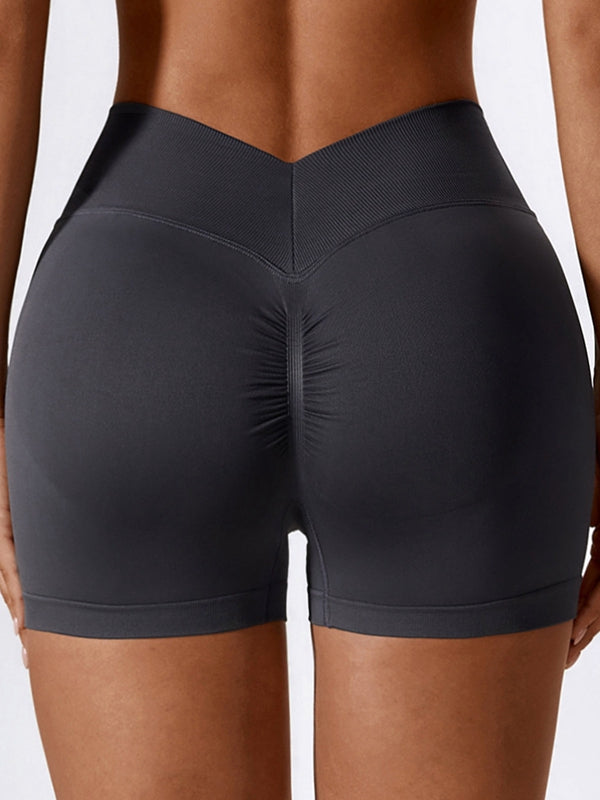 ZASUWA Women's Sexy Deep V Back Scrunch Butt Lifting Shorts - High Waisted Workout & Yoga Shorts for Women, Perfect for Gym, Running, and Lounge Wear