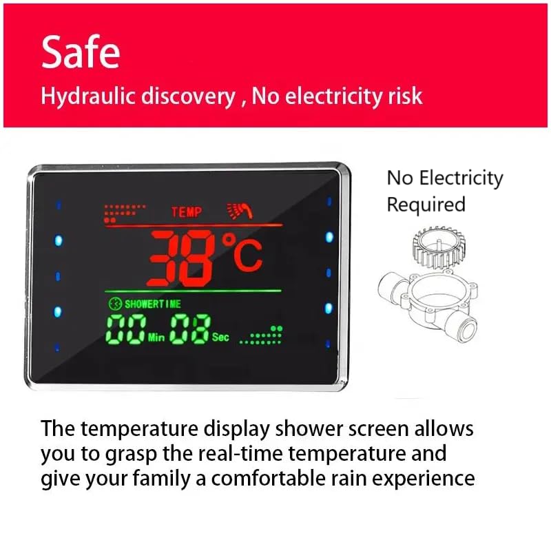 Luxury Thermostatic Shower Panel System - 4 Function Brass Shower Set with Temperature Display, Hand Shower, Overhead Rainfall & Jet Spray (Gunmetal Grey) | Perfect for Modern Bathroom Renovation & Spa-Like Shower Experience
