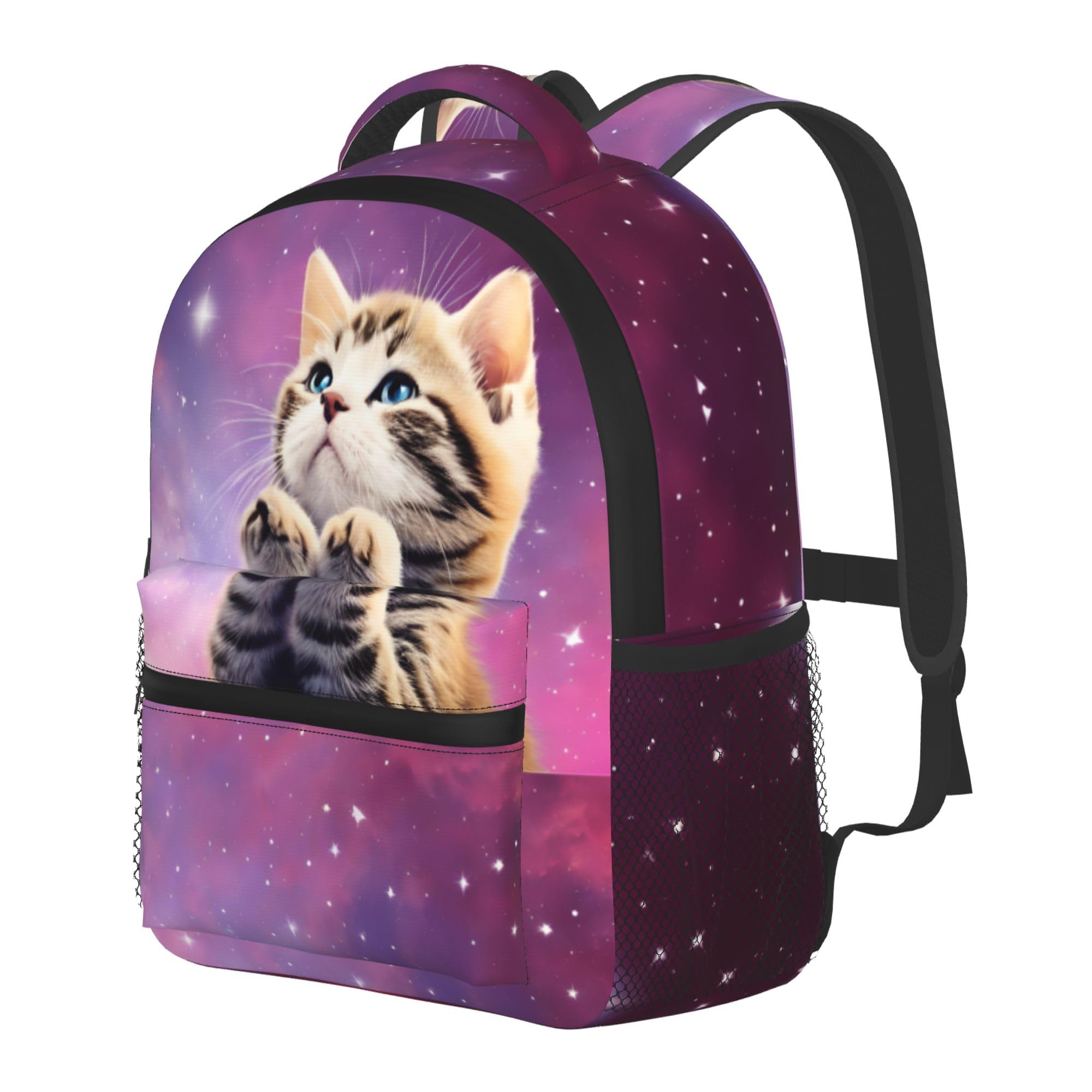Dujiea 12 Inch Kids Backpack - Cute 3D Cat Galaxy Design School Bag for Boys & Girls, Preschool Kindergarten Travel Backpack with Adjustable Chest Strap | Perfect for School, Daycare, Travel & Outdoor Adventures