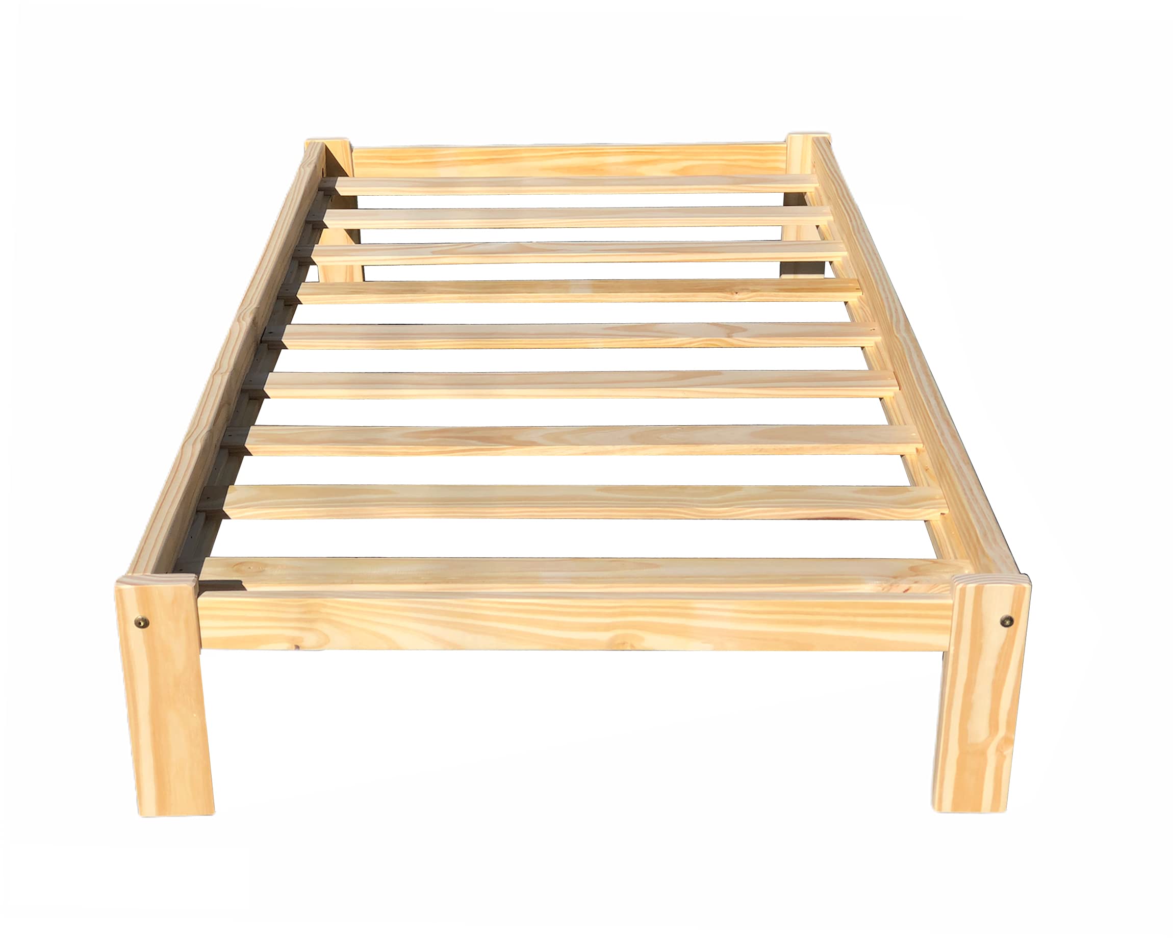 Solid Pine Wood Twin XL Bed Frame - Unfinished Wooden Platform Bed with Slats for Mattress Support, No Box Spring Needed - Perfect for Teens, Kids Bedroom, Boys & Girls Room, Dormitory, and Guest Room