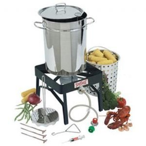 Bayou Classic 32 Quart Stainless Steel Outdoor Turkey Deep Fryer Kit with 16