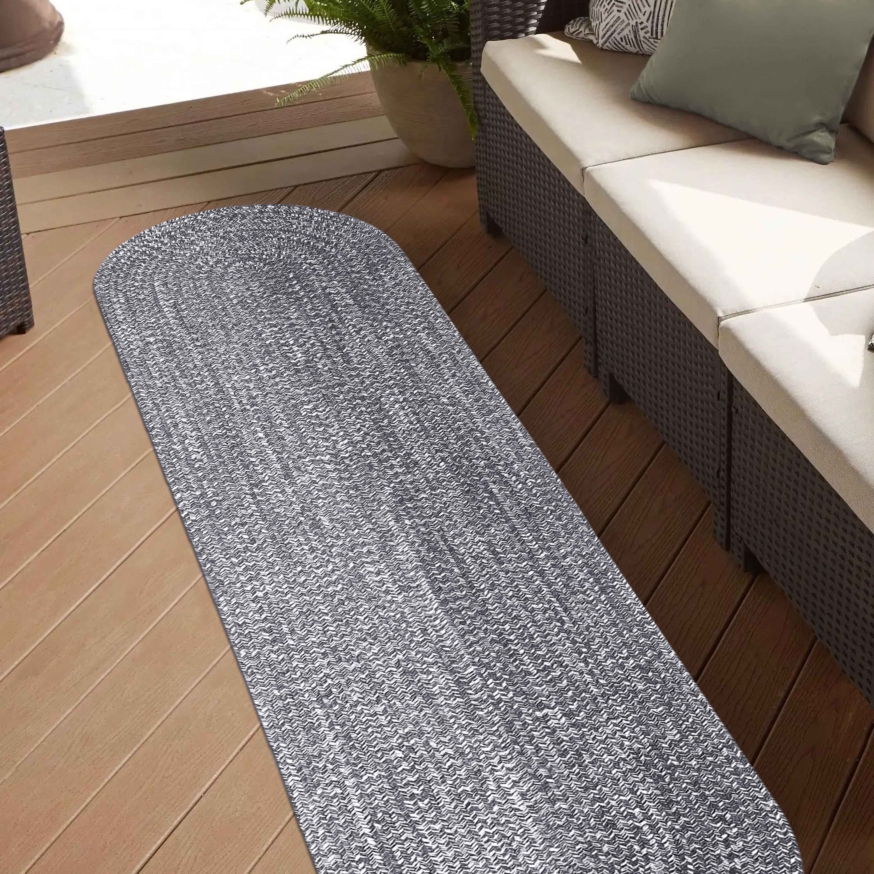 Reversible Braided Area Rug - 2-Tone Indoor/Outdoor Rug for Living Room, Bedroom, Patio & Deck - Non-Slip Durable Floor Mat for Home Decor