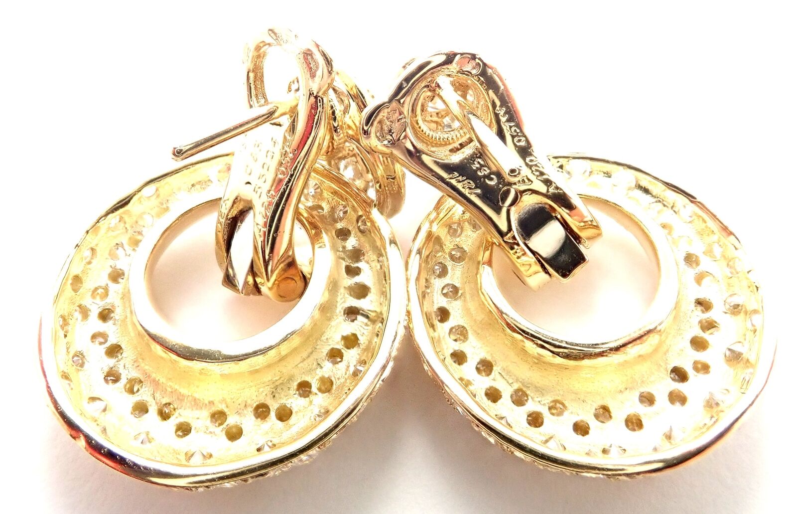 Van Cleef & Arpels 18k Yellow Gold Diamond Mother of Pearl Door Knocker Earrings - Luxury Jewelry for Women, Perfect for Weddings & Special Occasions