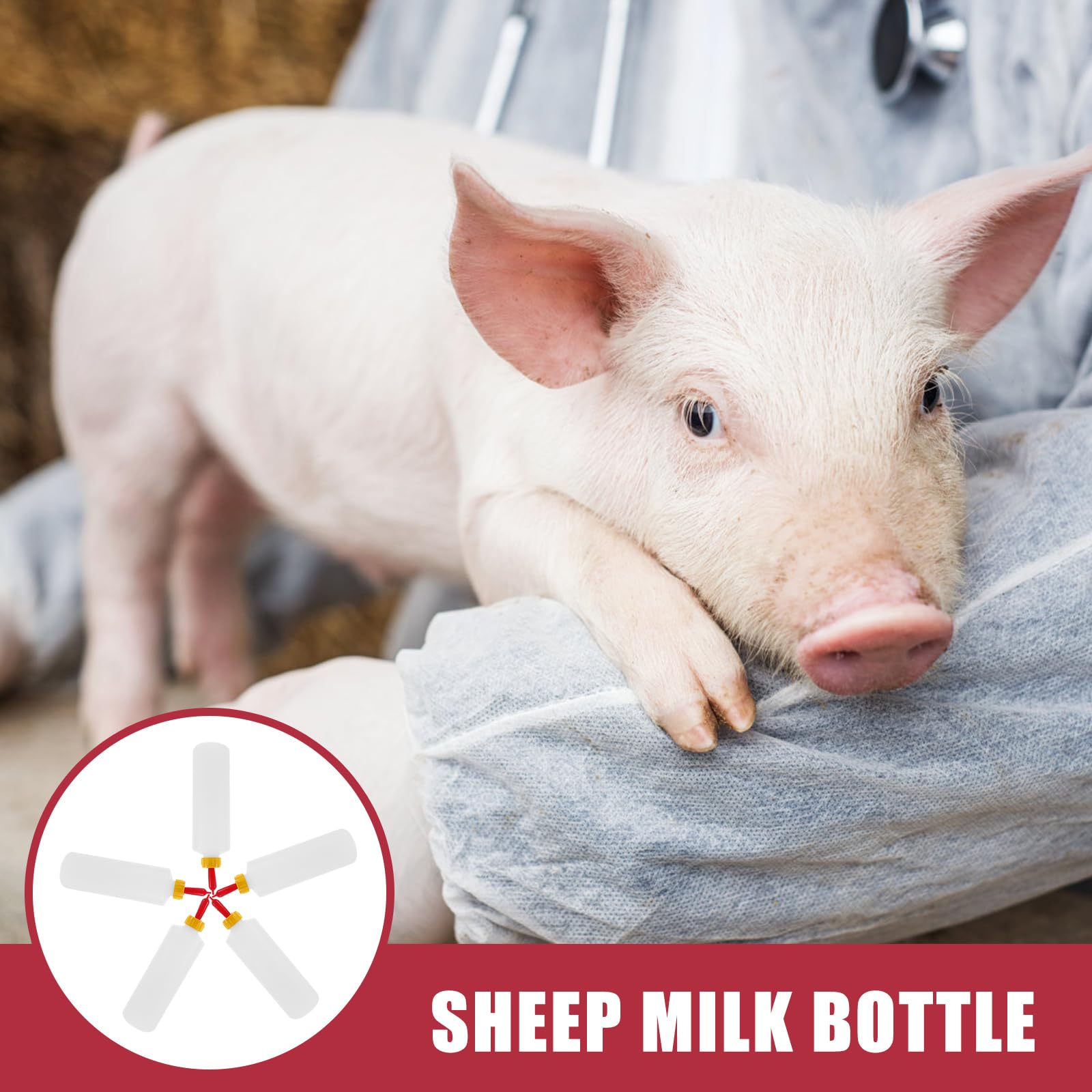 DOITOOL 5-Pack 400ml Baby Animal Feeding Bottles - Goat, Lamb, Puppy & Small Animal Milk Bottles for Newborns | Durable Plastic Pet Nursing Bottles for Farm Animals, Pets & Wildlife Care