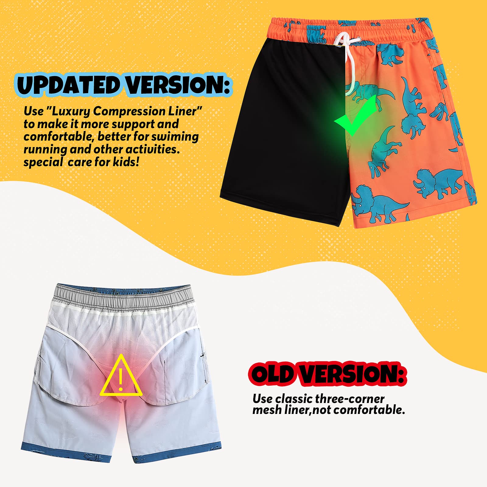 **Boys Swim Trunks Quick Dry with Boxer Brief Liner - UPF 50+ Sun Protection for Beach, Pool & Water Sports**    *Use Case: Perfect for swimming, surfing, beach vacations, and summer outdoor activities.*
