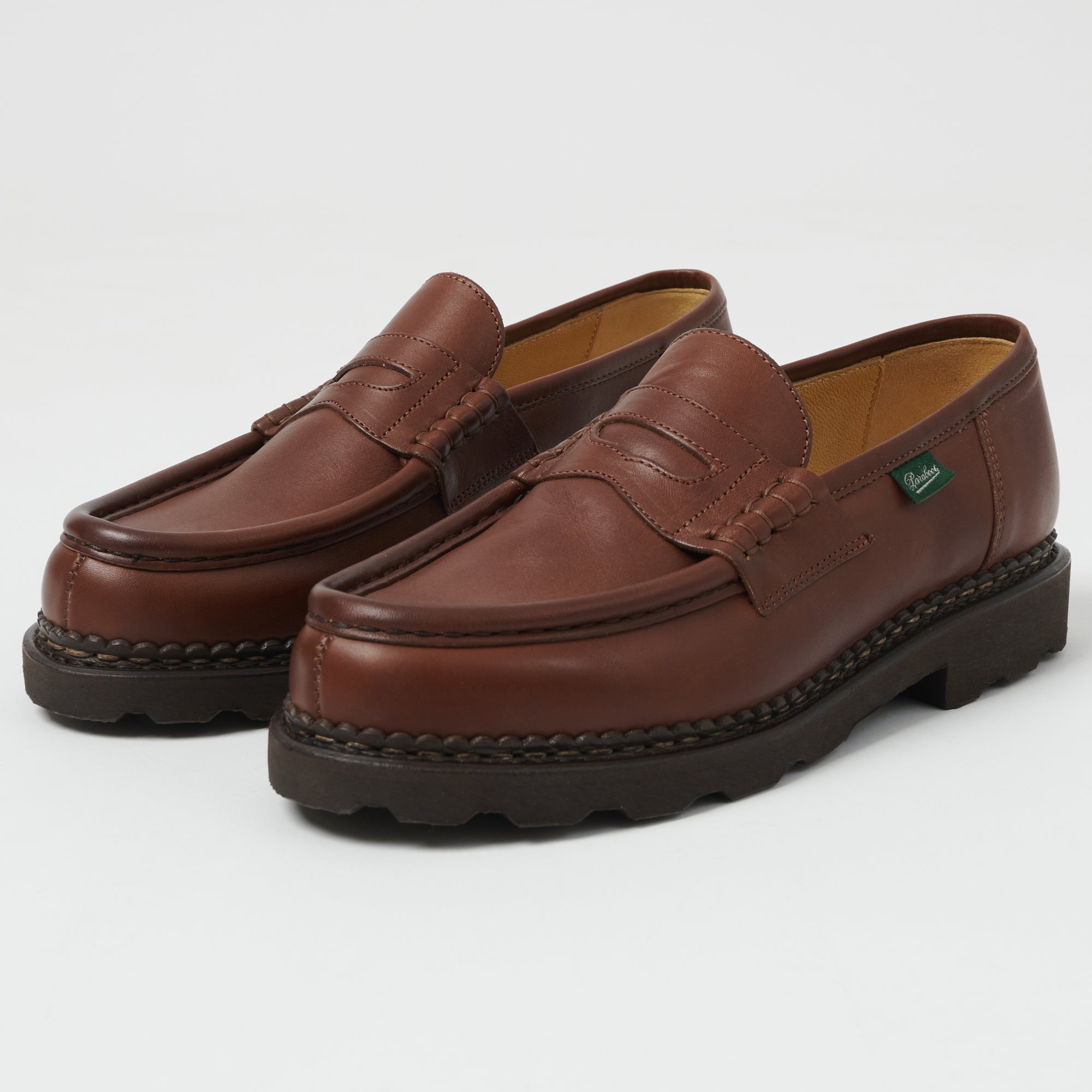 Paraboot Reims Brown Lisse Marron Loafers for Men - Classic Comfortable Slip-On Shoes for Business Casual & Office Wear