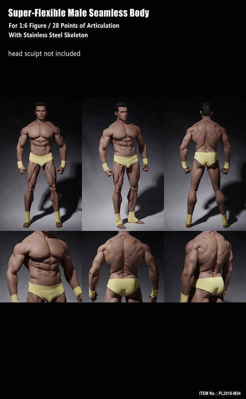 Phicen 1/6 Scale Super Flexible Male Muscular Seamless Body PL2016-M34 - Perfect for Action Figure Collectors, Photography, and Custom Doll Making