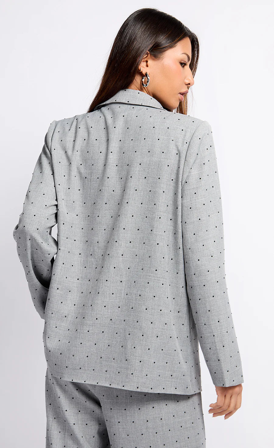 Gloria Diamante Blazer for Women - Grey & Black Slim Fit Business Jacket - Perfect for Office Wear, Business Meetings & Formal Events