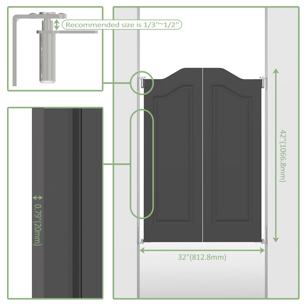32 Inch Black Vertical Stripe Cafe Door - Two-Way Swinging Door with Automatic Closing for Kitchen, Bathroom or Bar (Fits 24/30/32/36 Inch Openings) - Perfect for Restaurants, Coffee Shops and Home Use