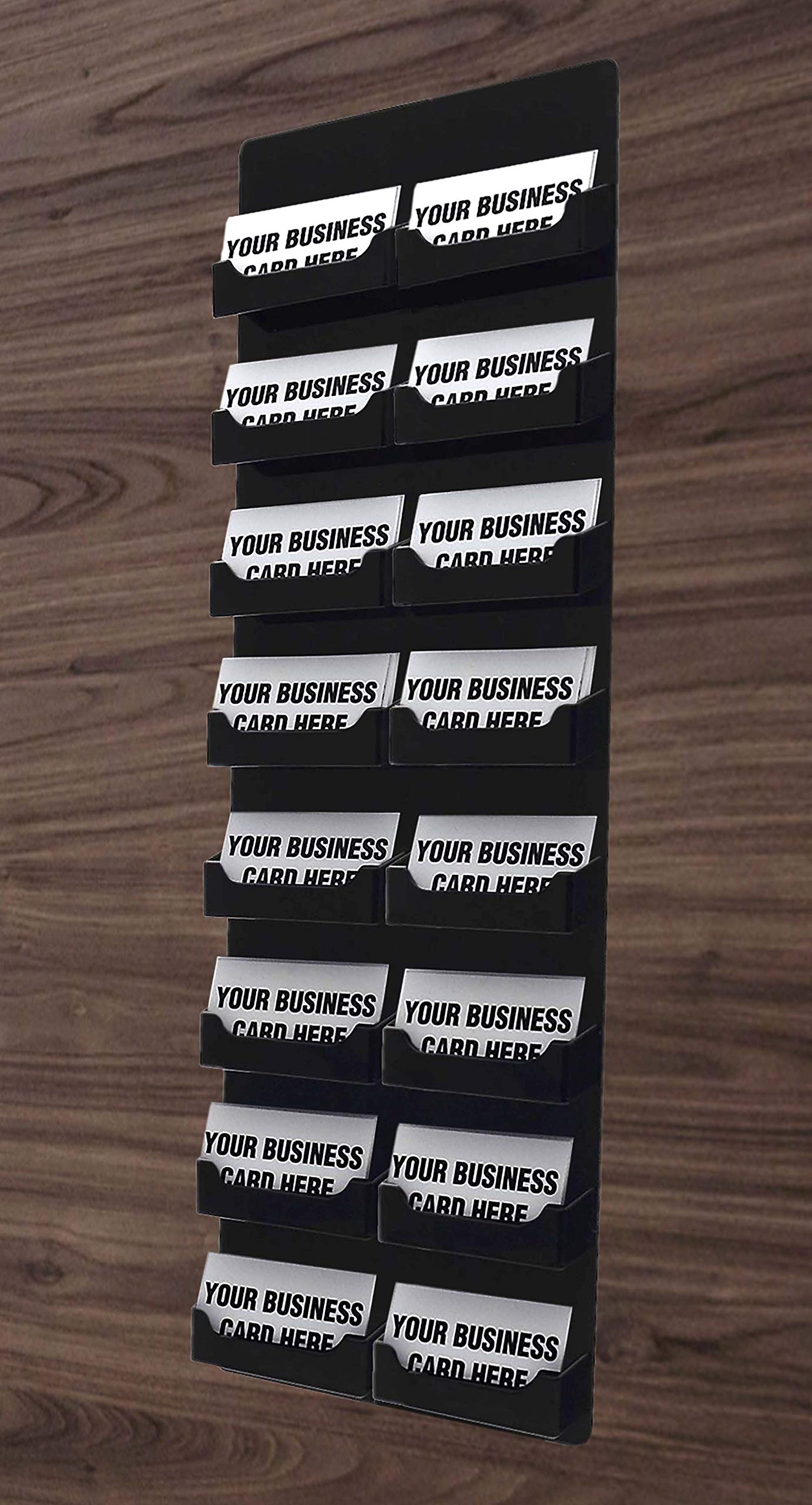 4 Pack Black Acrylic Hanging Business Card Holders - Multi Pocket Display Rack with Hardware for 3.5