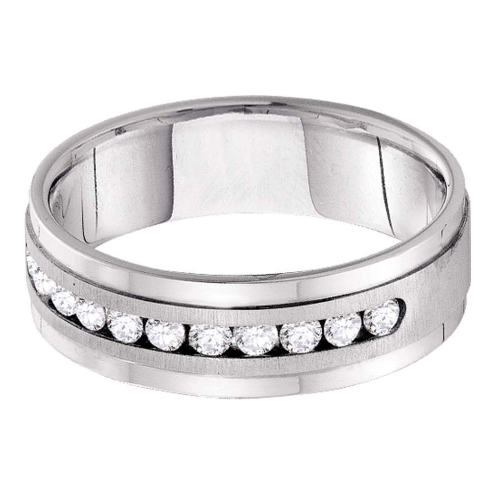 14K White Gold Men's Diamond Wedding Band - Round Cut Channel Set, High Polish & Satin Finish (1/4 CTTW) | Sonia Jewels | Perfect for Engagement, Anniversary & Special Occasion Gifts