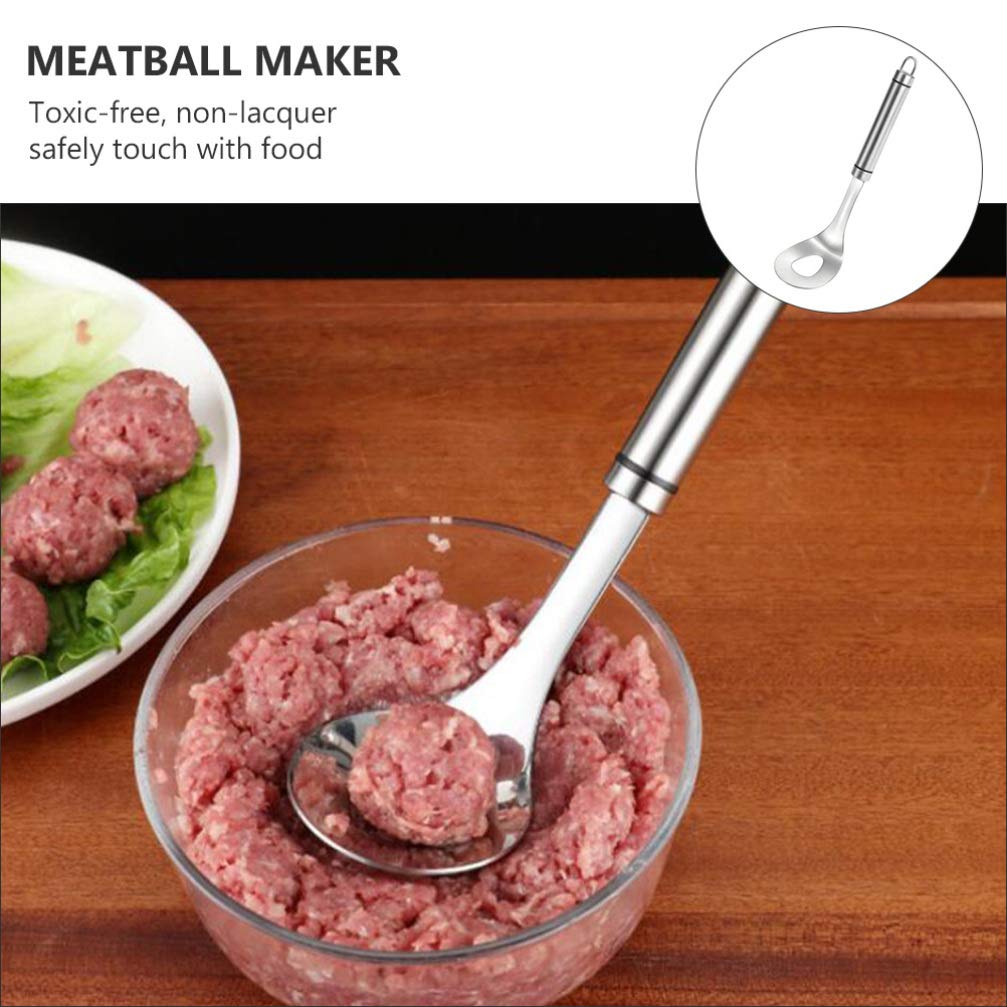 Hemoton Stainless Steel Kitchen Tongs - 12 Inch Meatball Maker & Serving Tongs for Cooking, BBQ, Salad - Professional Grade Mini Meat Baller Tool for Home Chefs & Restaurants (Perfect for Meatballs, Pasta, Salad Serving)