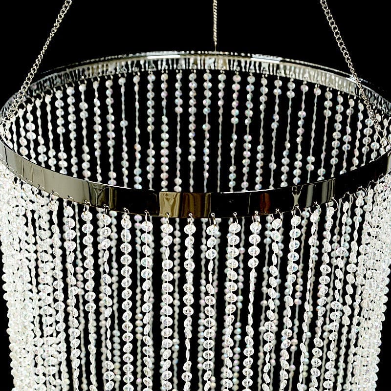 Elegant Clear Crystal Beaded Column Chandelier - Perfect for Dining Room, Living Room & Bedroom Lighting Decor