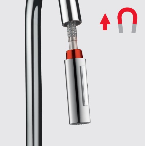 AXOR Starck Chrome Bar Kitchen Faucet with Pull Down Sprayer - Magnetic Docking Spray Head for Modern Kitchen Sink (Model 10824001) | Perfect for Cooking, Washing Dishes & Food Prep