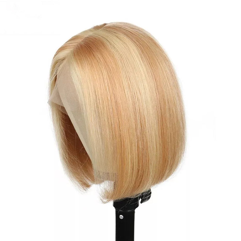 Eullair Blonde Straight Short Bob 13x4 Lace Front Wig - 100% Human Hair for Women & Girls | Summer Fashion, Cosplay, Daily Wear & Special Occasions