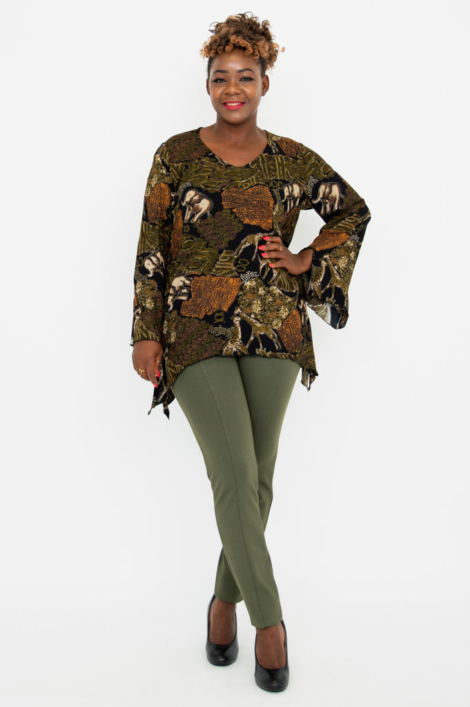 Dorothy Top with Elephant Print - Stylish Women's Blouse for Casual Wear & Summer Outfits