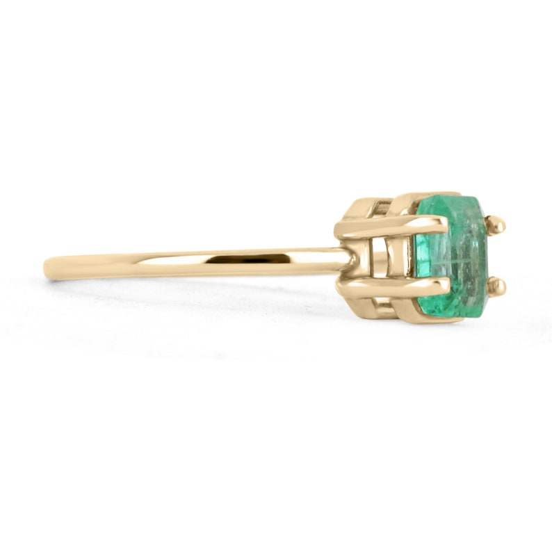 1.0ct 14K Gold 4-Prong Emerald Asscher Cut Petite Solitaire Engagement Ring - Perfect for Proposals, Weddings & Anniversary Gifts