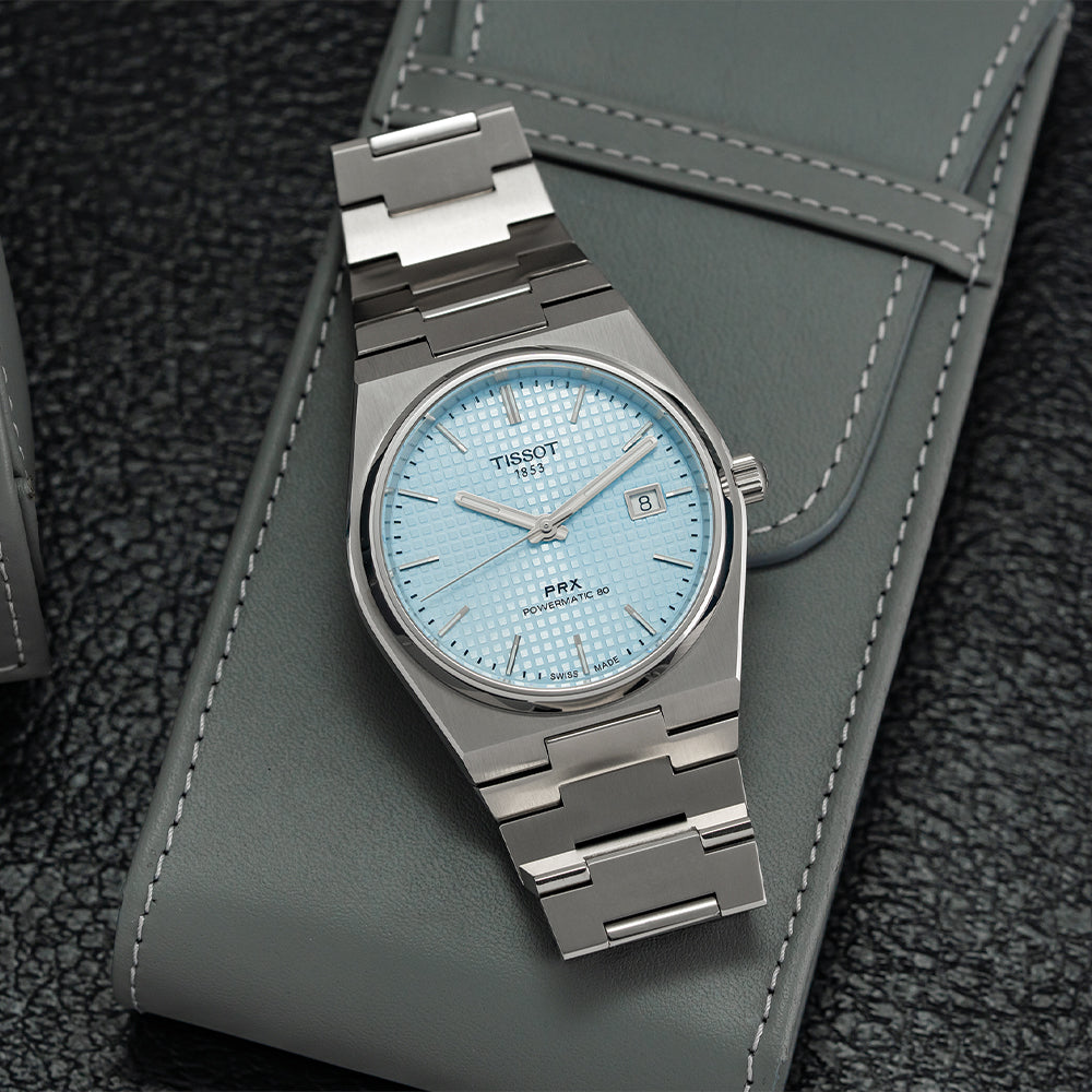 Tissot PRX Powermatic 80 Automatic Watch - 40mm Ice Blue Dial with Stainless Steel Bracelet | Swiss Made Luxury Timepiece for Men | Perfect for Business, Casual & Formal Occasions
