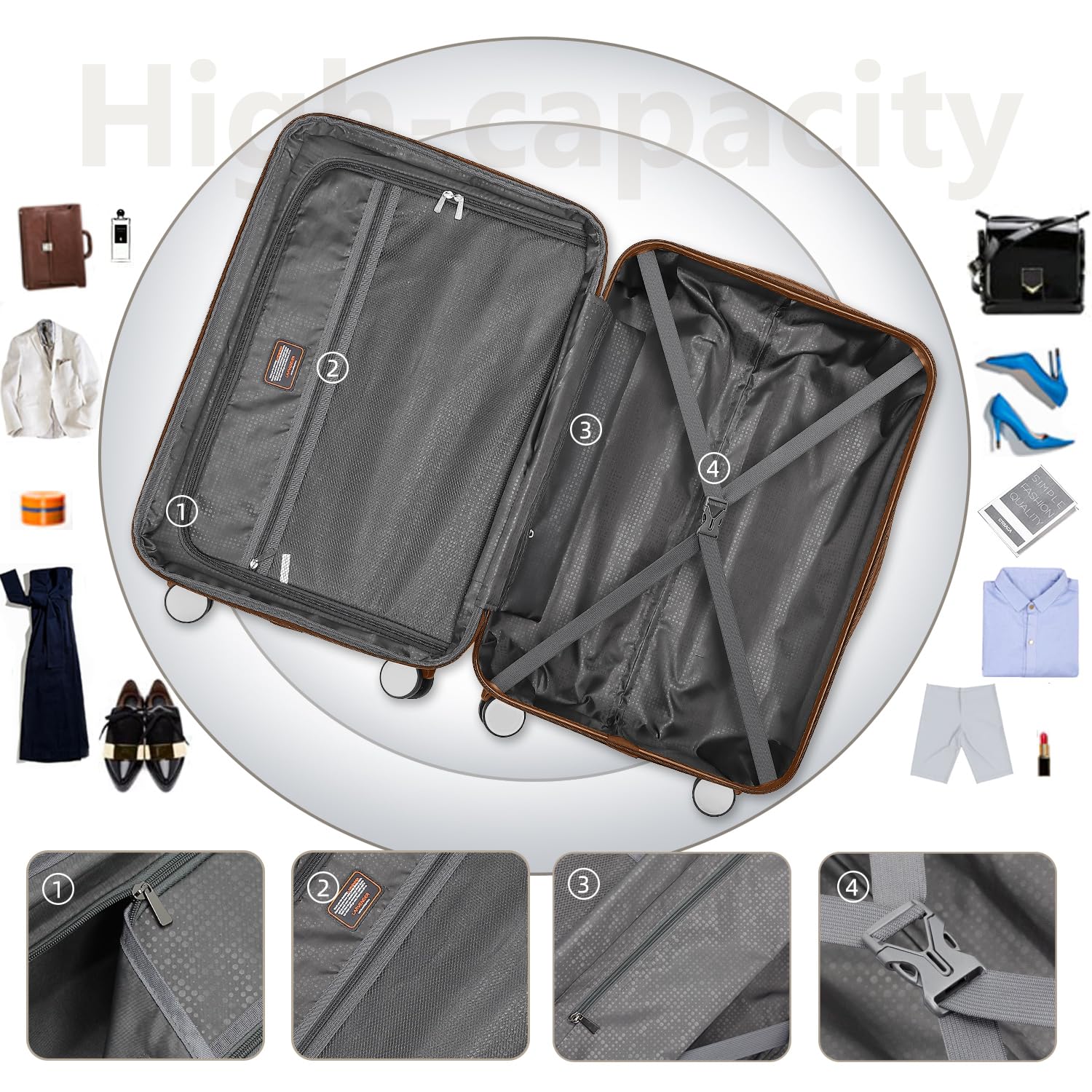 3-Piece Lavender Hardside Luggage Set - 20