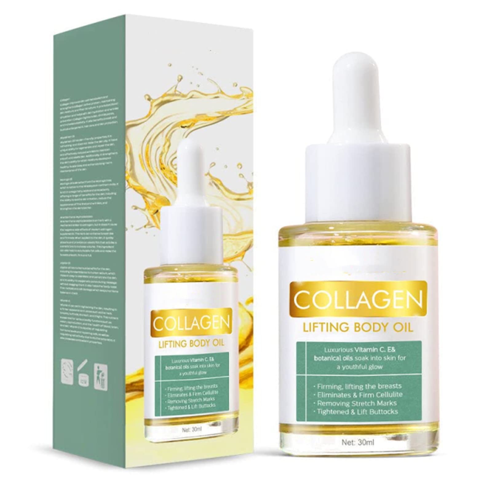 Flysmus Collagen Lifting Body Oil for Women - Anti-Aging Firming & Hydrating Skin Care Treatment - Perfect for Daily Moisturizing, Massage & Post-Workout Recovery (1PC)