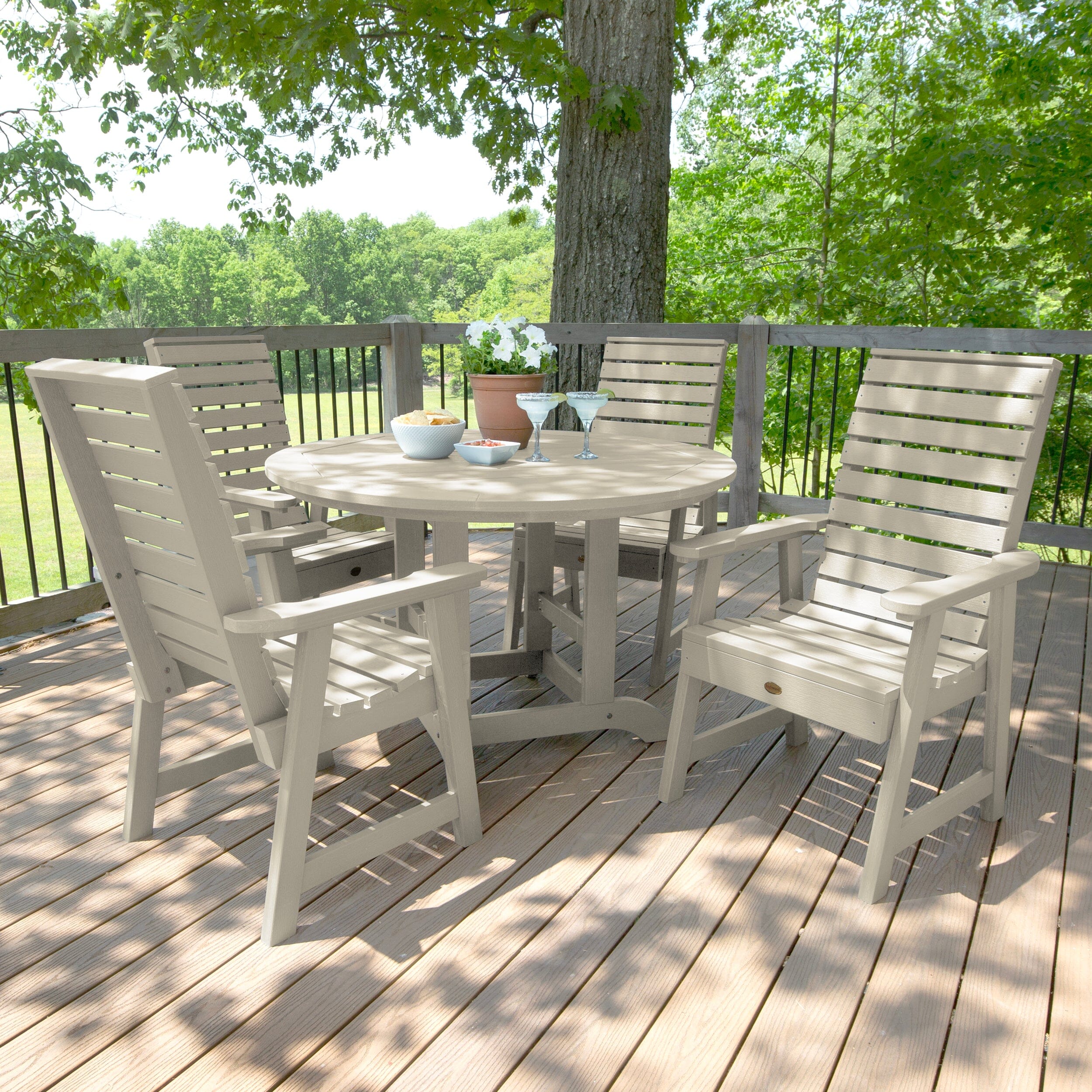 Weatherly 5-Piece 48-Inch Round Dining Table Set with Chairs - Perfect Height for Dining Room, Kitchen, or Outdoor Patio Gatherings