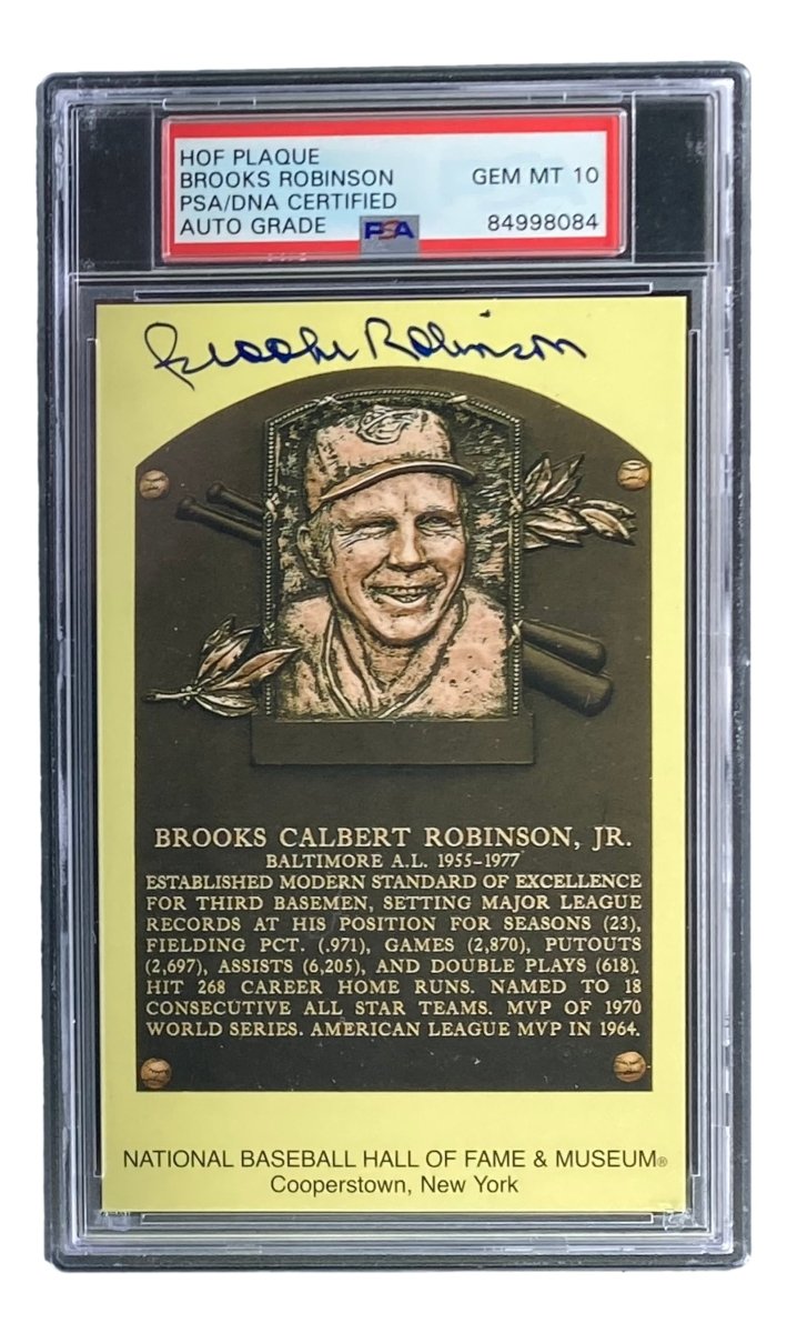 Brooks Robinson Autographed Baltimore Orioles Hall of Fame Plaque Postcard - PSA/DNA Certified Gem Mint 10 - Perfect for Baseball Memorabilia Collections & Sports Fan Gifts