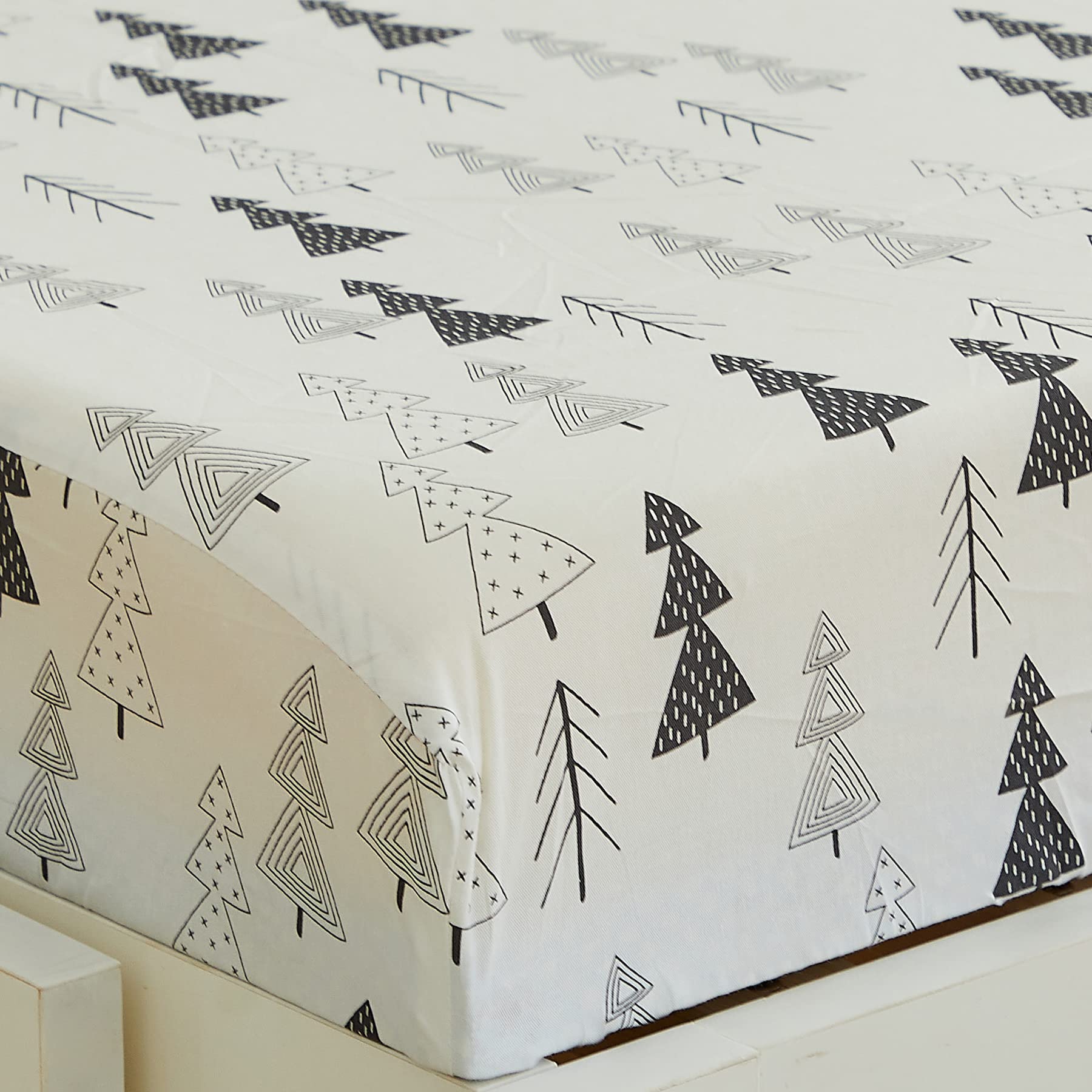 Brandream 100% Cotton Crib Sheets for Boys - Soft Woodland Forest Tree Arrow Design Baby Nursery Bedding Set (Black, White, Grey) | Perfect for Newborn, Infant & Toddler Cribs, Bassinets & Playards