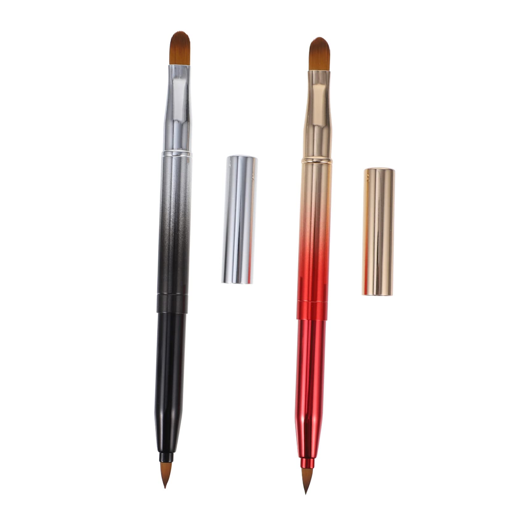 FOMIYES 2-Piece Double Ended Lip Brush Set - Portable Travel Makeup Brushes for Lipstick, Concealer & Eyebrow - Multipurpose Lip Gloss Applicator & Makeup Tool - Perfect for On-the-Go Touch Ups & Professional Makeup Kits