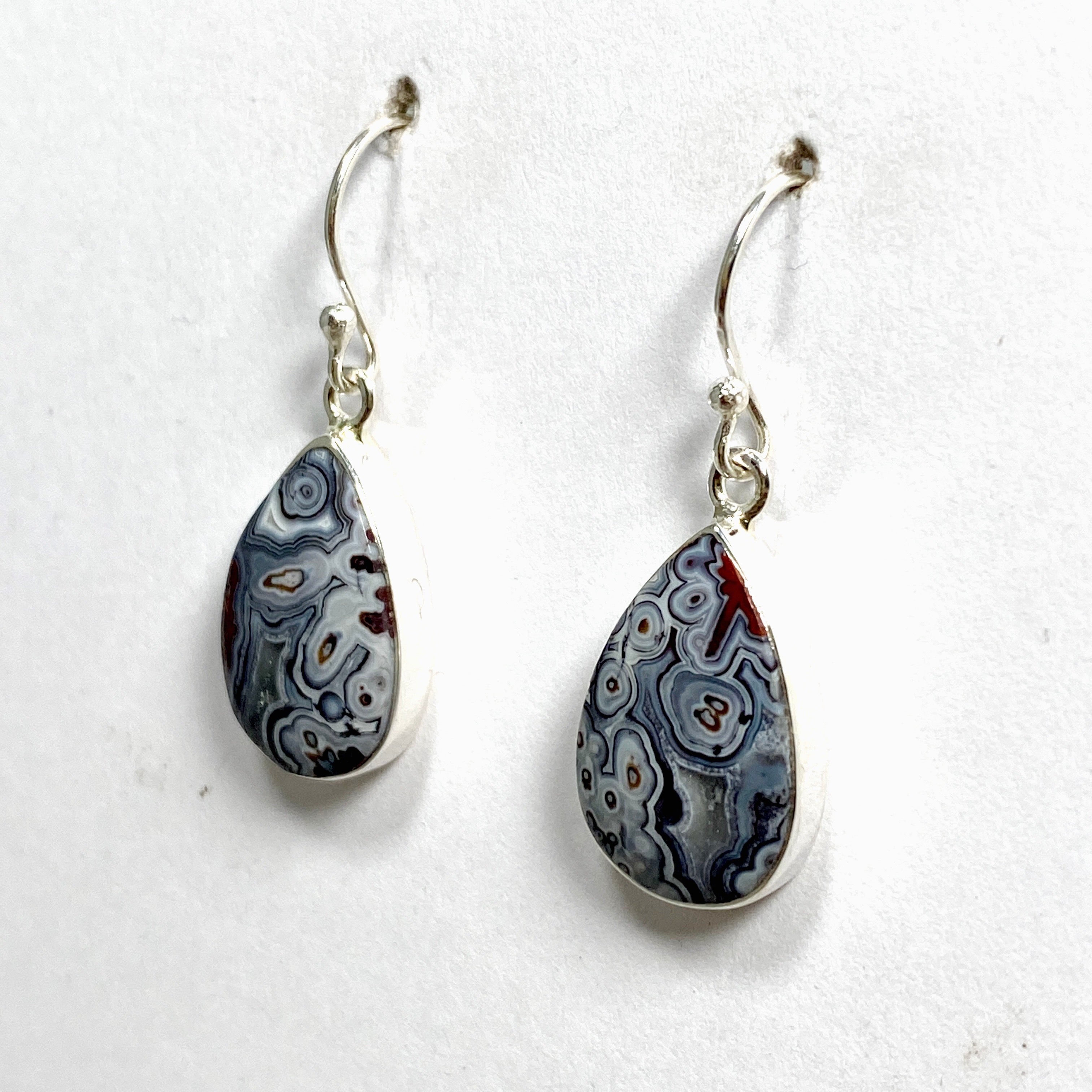 Mexican Crazy Lace Agate Teardrop Earrings - Handmade Sterling Silver Dangle Jewelry for Women - Perfect for Boho Chic, Wedding & Party Accessories
