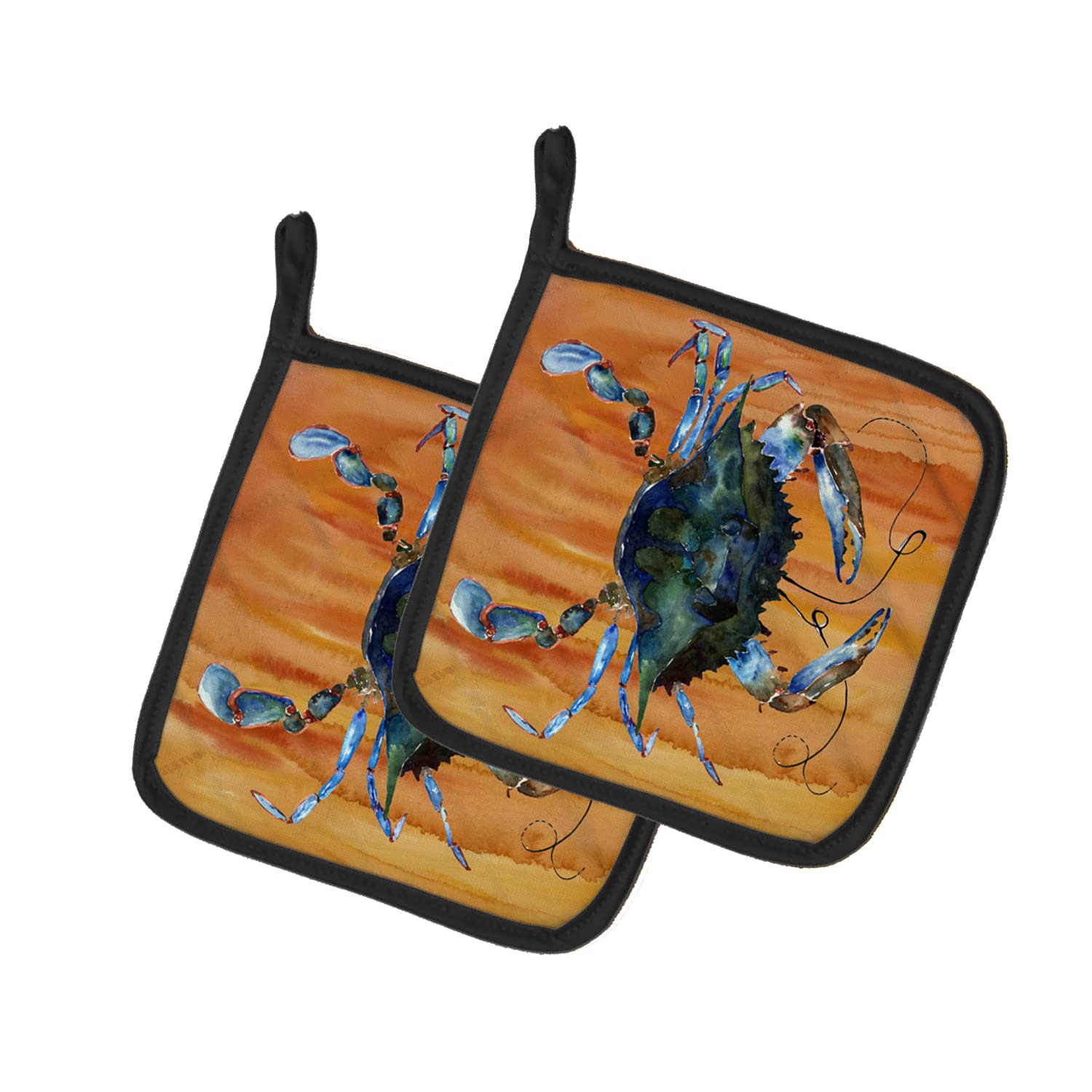 Caroline's Treasures Crab-Themed Heat Resistant Pot Holder Set - 7.5x7.5 Inch Oven Mitts for Cooking, Baking & BBQ | Perfect Kitchen Accessories for Seafood Lovers & Coastal Home Decor