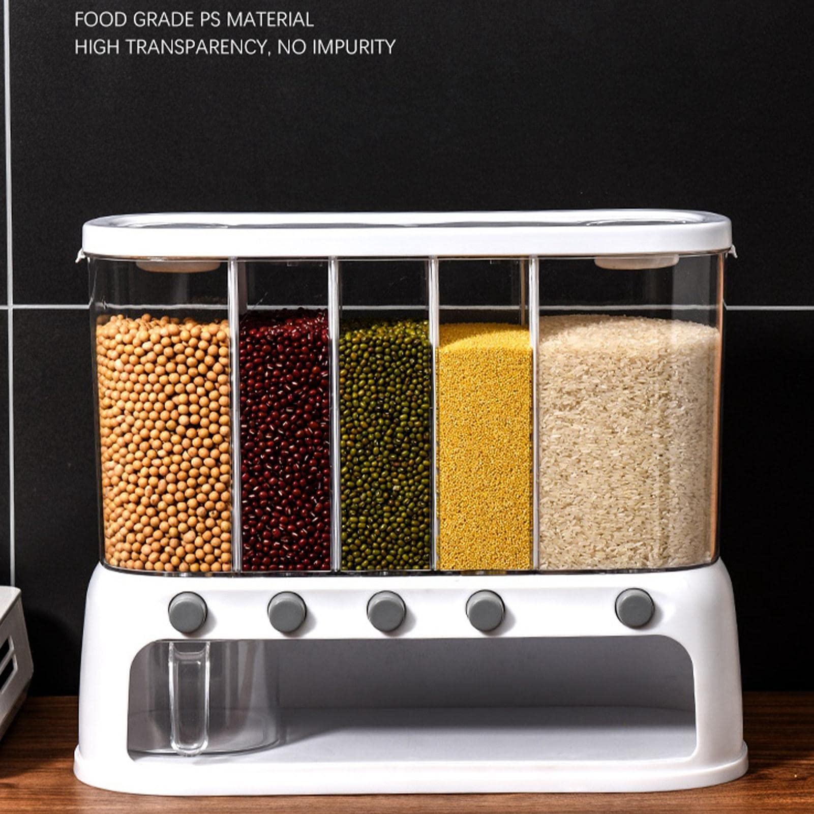 Komsoup 12L Wall-Mounted Cereal Storage Container with Lids - 20KG Capacity Multi-Compartment Dry Food Dispenser for Rice, Grains, Beans - Moisture-Proof & Airtight Kitchen Organization Solution - Perfect for Pantry, Restaurant, or Bulk Food Storage
