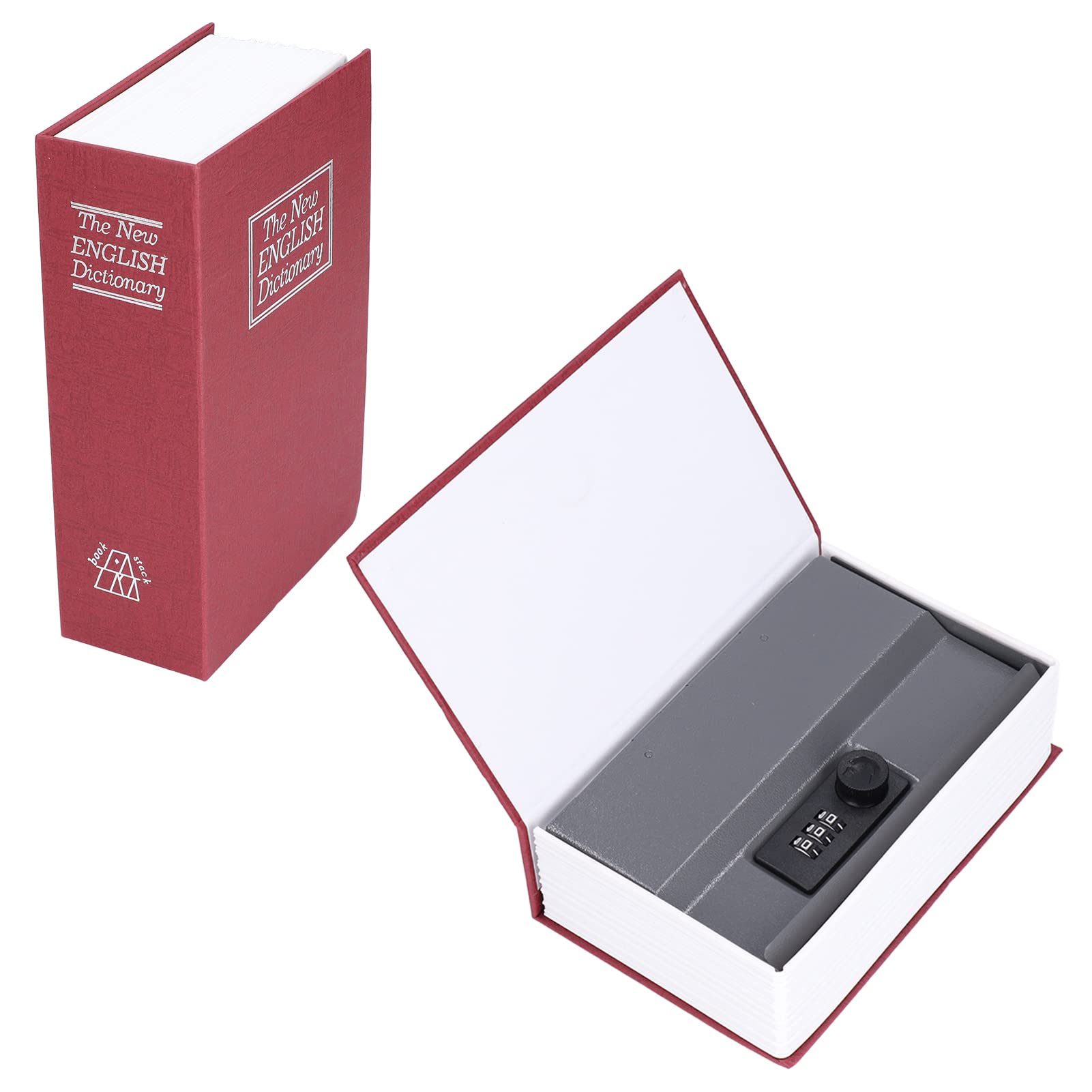 7.1 x 4.7 x 2.2 Inch Book-Shaped Steel Safe Box with Classic Password Lock - Secure Storage for Money, Cash, Passport, Jewelry & Valuables (Red) - Perfect for Home, Office, Travel & Emergency Use
