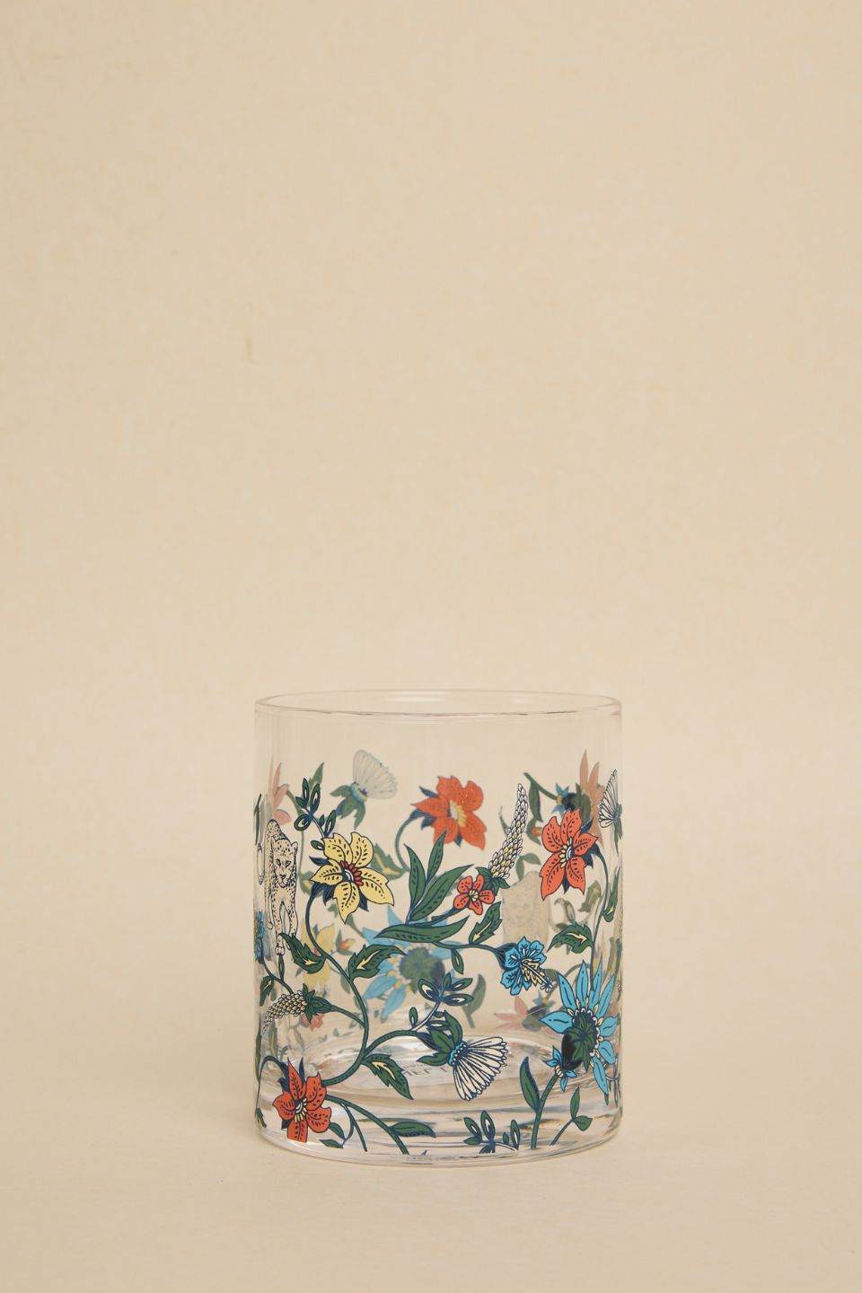 Botswana Botanical Print Glass Tumbler 400ml - Insulated Double Wall Glass Cup for Hot & Cold Drinks - Perfect for Coffee, Tea, Juice, and Office Use
