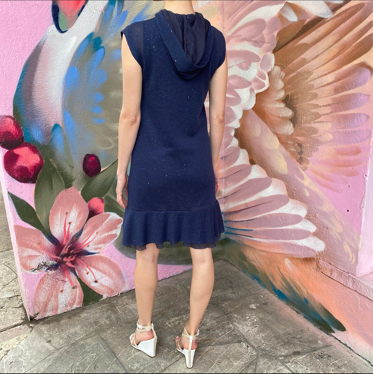 Brunello Cucinelli Navy Blue Knit Sleeveless Zip Dress Size M - Elegant Summer Outfit for Women's Casual Wear & Evening Events