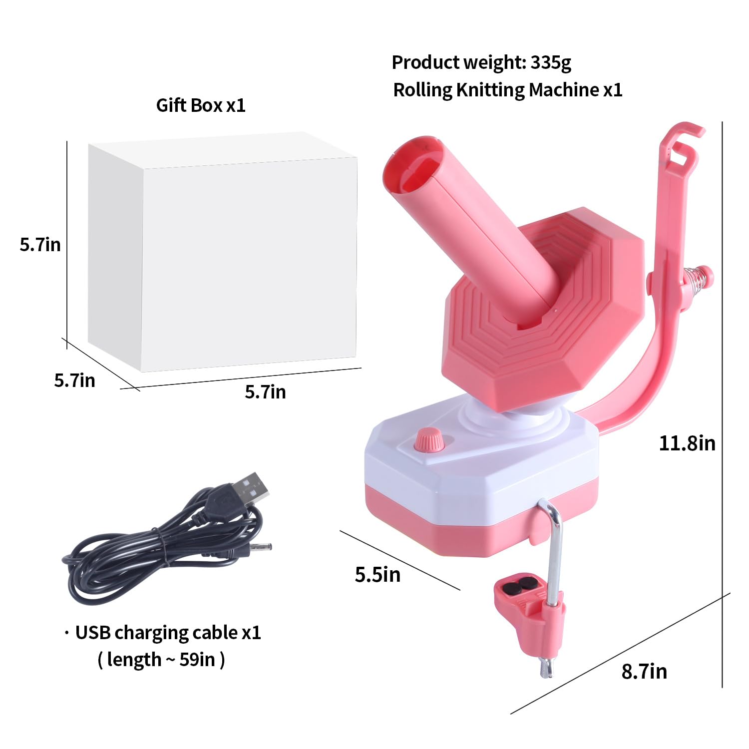 Electric Yarn Ball Winder for Crocheting - Automatic Yarn Cake Winder with Stepless Speed & Dual-Spring Tension - 10oz Large Capacity Yarn Spinner for Knitting & Weaving - Perfect for Crafters & Crochet Lovers (Ideal for Home Use, DIY Projects & Gift Making)