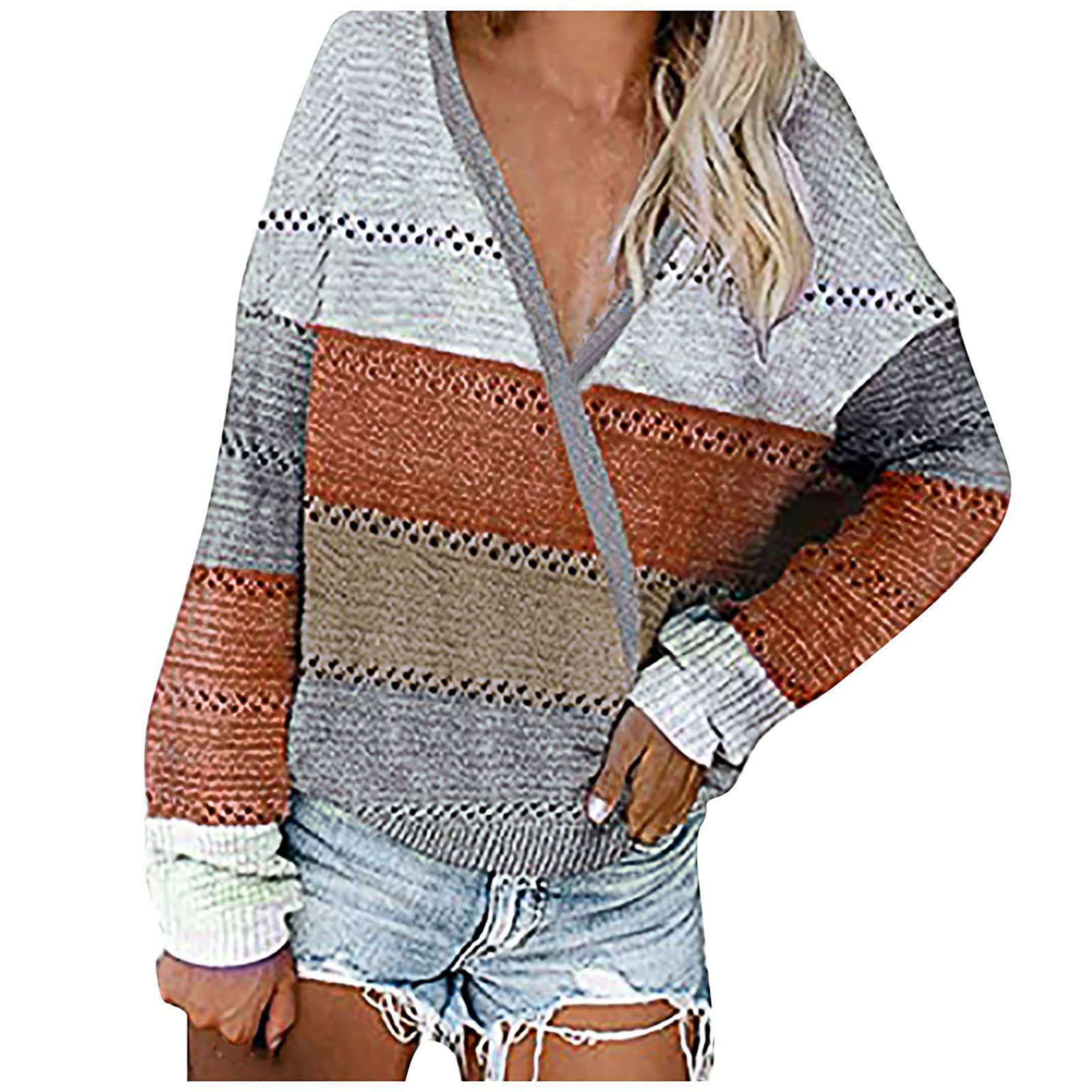 Women's Long Striped Cardigan Sweater - Loose Fit Wool Knit Top with Long Sleeves | Perfect for Fall Fashion, Office Wear & Casual Outfits
