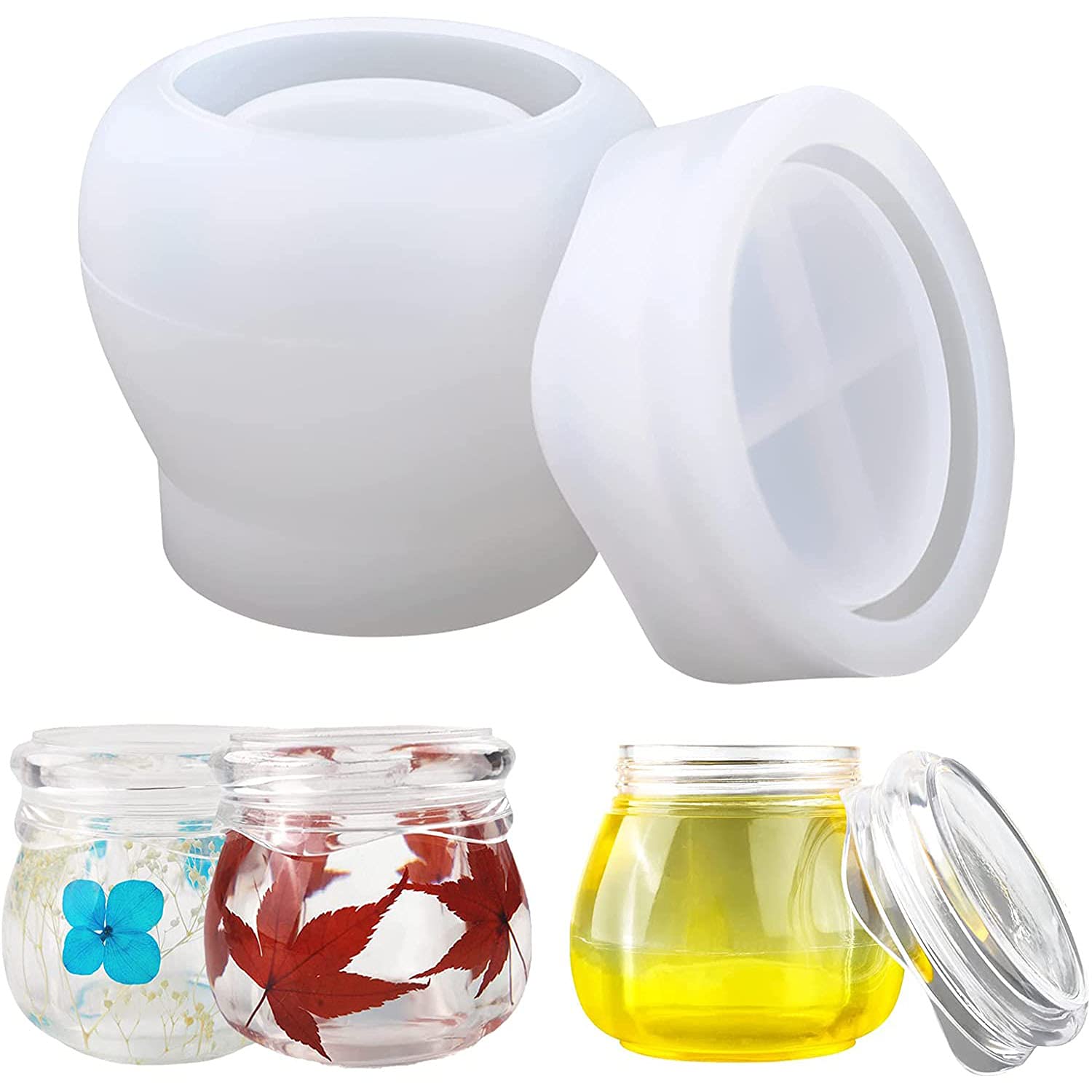 Epoxy Resin Mold Bottle with Lid - DIY Silicone Pudding Jar for Jewelry Making, Candy Storage, Candle Holder - Perfect for Home Decor, Crafting & Resin Casting Projects (Ideal for DIY Gifts, Party Favors & Small Item Organization)